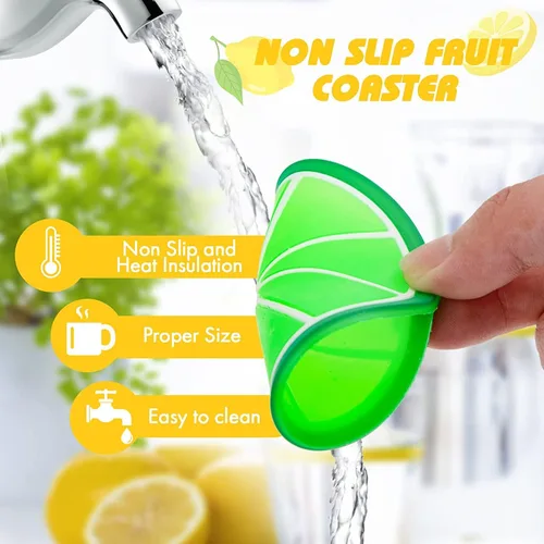 Miniatura 3 de DomeStar Posavasos de frutas, 7 posavasos antideslizantes de 3.5 pulgadas, aislamiento térmico, colorido, único, de silicona, para bebidas, evita