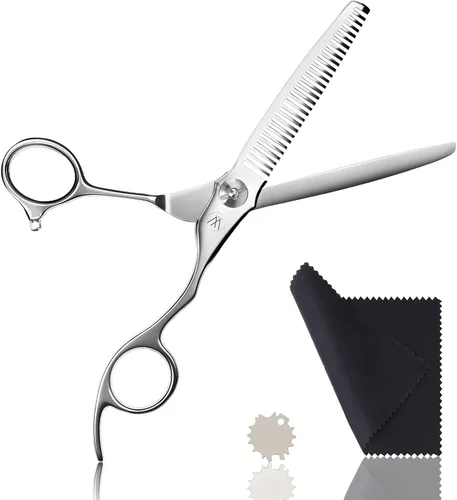 Sirabe Tijeras profesionales para adelgazar el cabello, cuchillas extremadamente afiladas de 6.5 pulgadas para adelgazar el cabello con estuche de