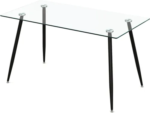 Miniatura 8 de Moccha - Mesa de comedor de cristal de 51 pulgadas, mesa rectangular moderna con amplia mesa de vidrio templado y patas de metal negro, almohadillas