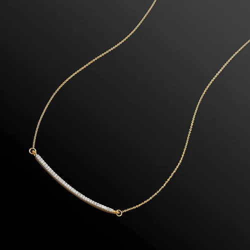 Miniatura 3 de Ross-Simons Collar de barra curva de diamantes RS Pure de 0,10 qt. t. w en oro amarillo de 14 kt