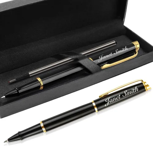 Bolígrafos personalizados grabados, bolígrafo personalizado para hombres y mujeres, regalo personalizado para graduación, aniversario (negro y