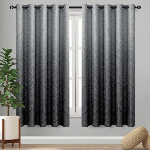 Miniatura 26 de DWCN - Cortinas blackout para dormitorio, diseño de damasco con aislamiento térmico y ojales, para sala de estar, juego de 2 paneles de cortina Gris