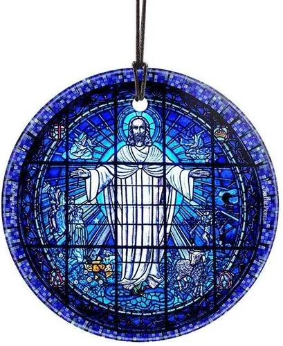 Jesucristo – Espíritu Santo – Inspirado en la iglesia cristiana de vidrieras – 3.5 pulgadas Starfire Prints accesorio de vidrio colgante | Bolsa de