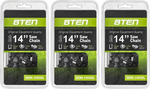 Miniatura 73 de 8TEN Cadena de motosierra semi cincel de 6 pulgadas .050 1/4 42 DL para Worx WG320 Black & Decker LLP120 (paquete de 3)