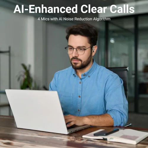 Miniatura 3 de Auriculares inalámbricos Bluetooth, auriculares con ganchos para los oídos V5.4, auriculares intraurales con conexión estable, graves profundos