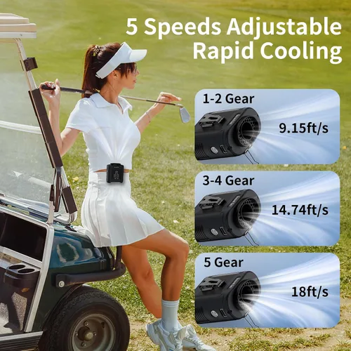 Miniatura 2 de Socool - Ventilador portátil de 10 000 mAh, clip para cinto, batería recargable, 5 velocidades, linterna, para el cuello, manos libres, 40 horas