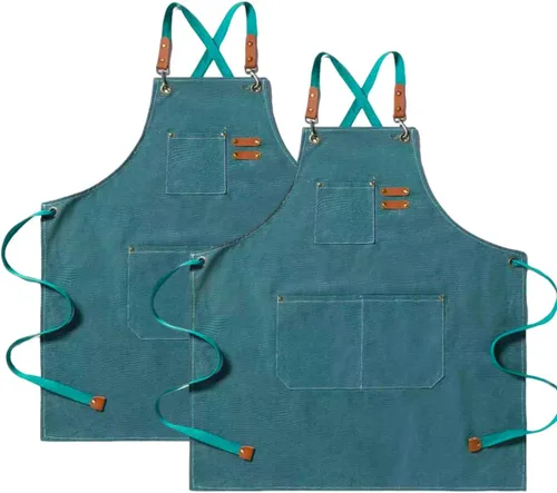 Miniatura 14 de Delantales para mujeres y hombres con bolsillos, 2 piezas, impermeable, para estilista, lino, barbacoa, herramienta de lona para adultos, delantal