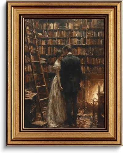CHMMART Arte de pared vintage enmarcado en oro, academia oscura para pareja, impresiones artísticas victorianas de cabaña victoriana, decoración de