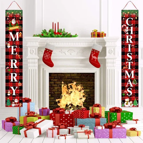 Miniatura 5 de Cartel de Navidad para porche, cartel colgante de Navidad, decoraciones colgantes de Navidad para decoración del hogar al aire libre (2)