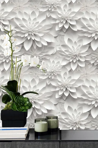 Miniatura 25 de Papel tapiz floral 3D para despegar y pegar, efecto visual 3D, 17.7"x78.7" pulgadas, autoadhesivo, extraíble, flor marrón amarillento, papel tapiz