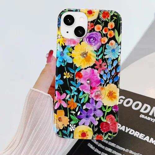 Miniatura 6 de J.west Bonita funda de teléfono para iPhone 13, diseño estético floral de acuarela, funda delgada y suave de TPU para mujer, antiarañazos, a prueba