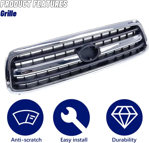 Miniatura 4 de Conjunto de parrilla delantera compatible con Toyota Tundra 2000 2001 2002 Pickup Truck 531000C020 TO1200223 carcasa cromada con inserto negro