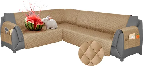 Miniatura 27 de Fundas para sofá modular, impermeables, 6 piezas, fundas de sofá en forma de L, lavables, antideslizantes, fundas para sofá seccional, suaves