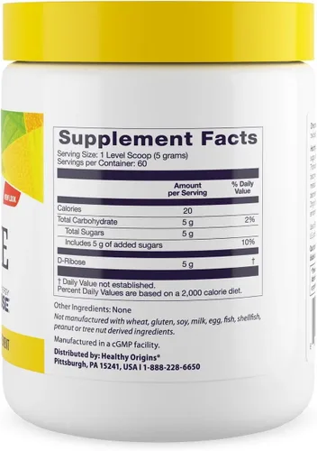 Miniatura 2 de Healthy Origins D-Ribosa en polvo (BioEnergy, sin OMG, sin gluten, apoyo energético, soporte cardíaco), 10.6 onzas