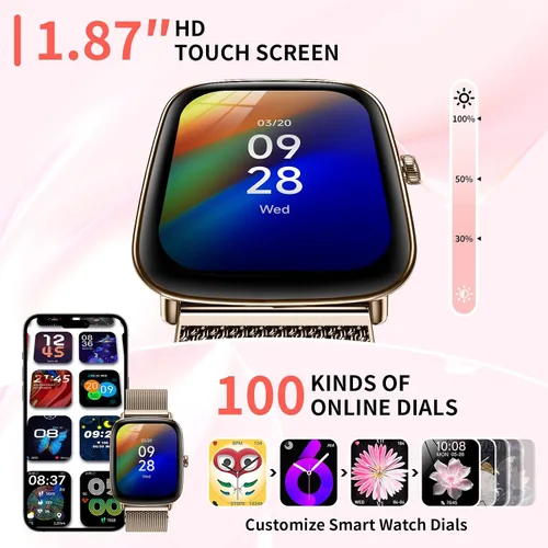 Miniatura 7 de Reloj inteligente para mujer, pantalla AMOLED de 1.85 pulgadas, monitor de actividad impermeable IP68, 118 modos deportivos, monitor de frecuencia