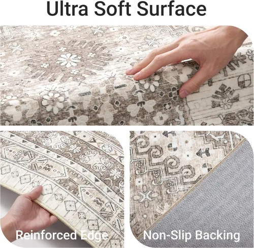 Miniatura 3 de befbee Alfombras de 4 x 6 pies para sala de estar y dormitorio, alfombra antideslizante lavable, alfombras de área ligeras resistentes a manchas