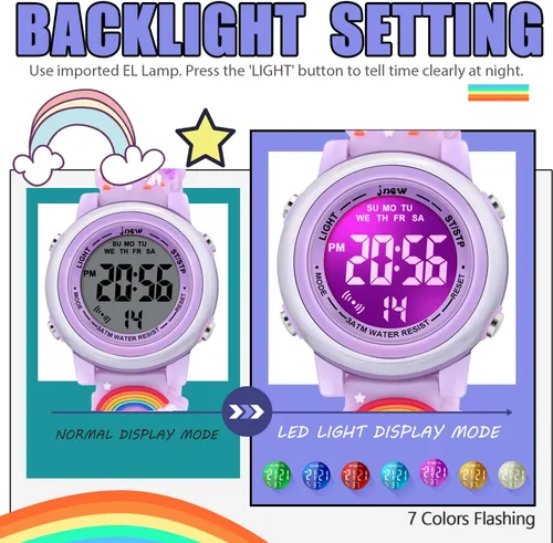 Miniatura 10 de Relojes impermeables de dibujos animados 3D para niñas con alarma, los mejores regalos de juguetes para niñas de 3 a 12 años
