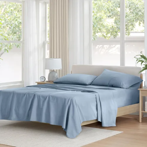 Miniatura 19 de Comfort Spaces Sábanas 100% algodón tamaño individual, transpirables, naturalmente frescas, sábanas de algodón suave con bolsillo elástico de 14