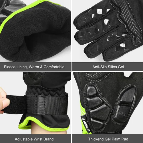 Miniatura 6 de INBIKE Guantes de ciclismo para hombre de invierno resistentes al viento, almohadillas térmicas reflectantes de gel pantalla táctil