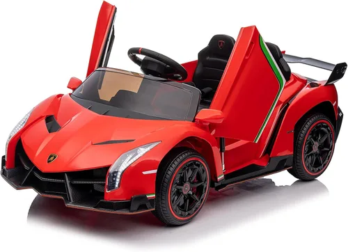 Miniatura 9 de Winado Auto eléctrico para niños de 12V, vehículo con licencia Lamborghini Veneno, juguete de auto con batería, control parental, puertas Rosa