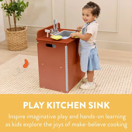 Miniatura 3 de Chef's Station - Fregadero de cocina para niños, juego de madera, nogal oscuro