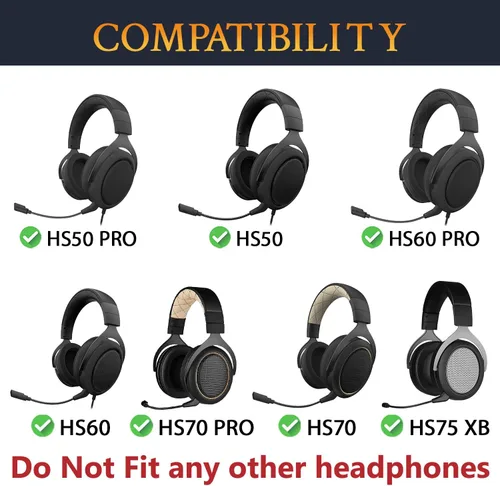 Miniatura 2 de SOULWIT Almohadillas de enfriamiento para auriculares Corsair HS75 XB/ HS70/Pro HS60/Pro HS50/Pro, almohadillas para los oídos con espuma