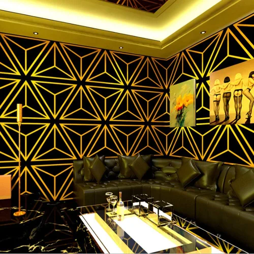 DAWEI Patrón geométrico de moda 3D reflectante triángulo de PVC intermitente papel pintado barra de karaoke caja temática fondo pared 1.73 pies de