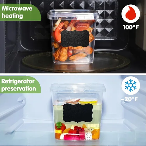 Miniatura 7 de Jinei 50 recipientes de plástico de 16 onzas con tapas, recipientes cuadrados transparentes para almacenamiento de alimentos, recipientes cuadrados
