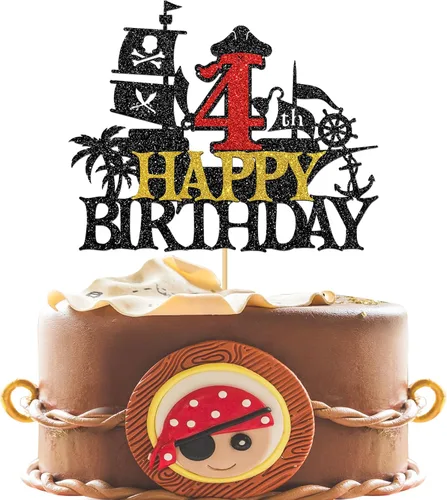 Miniatura 11 de Decoración para pastel de cumpleaños de 1er cumpleaños, barco pirata náutico de vela para primer cumpleaños, decoración de fiesta de cumpleaños