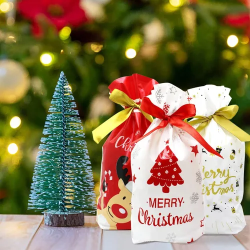 Miniatura 7 de GP Life - 50 bolsas de Navidad con cordón, bolsas de dulces de Navidad, bolsas de dulces para regalos de fiesta de Navidad