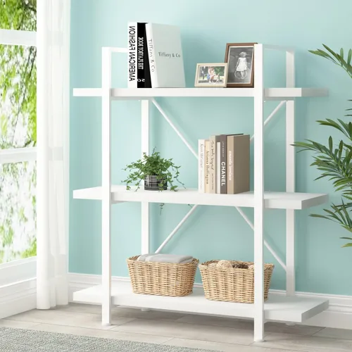 Miniatura 19 de HSH Estantería negra de 5 niveles de alto, estante de almacenamiento de madera y metal, estantería industrial moderna Etagere de 5 estantes, estante