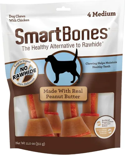 Miniatura 12 de SmartBones Masticables medianos con batata real, 4 unidades, sin piel cruda, masticables para perros