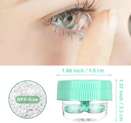 Miniatura 5 de 4 piezas manualmente limpiador de lentes de contacto Estuche de lentes de contacto Rotación portátil Contenedor de limpieza de lentes de contacto