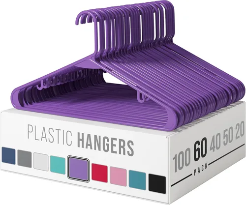 Miniatura 10 de Perchas de plástico para ropa, paquete de 20 unidades, ganchos de plástico color aguamarina, son perfectas para colgar abrigos y ahorrar espacio