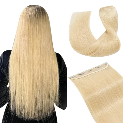 Miniatura 37 de Extensiones de cabello con clip, cabello humano Remy, extensiones de cabello largo lacio de una pieza con 5 clips, con gancho para colgar