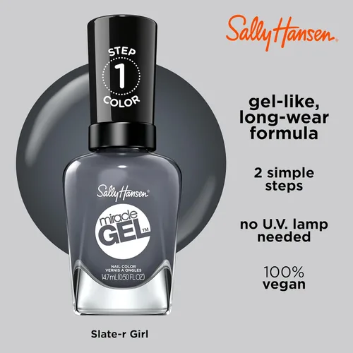 Miniatura 4 de Sally Hansen Miracle Gel Esmalte de uñas de calidad de salón Fórmula tipo gel, sistema de dos pasos, no necesita luz UV, larga duración Opaco
