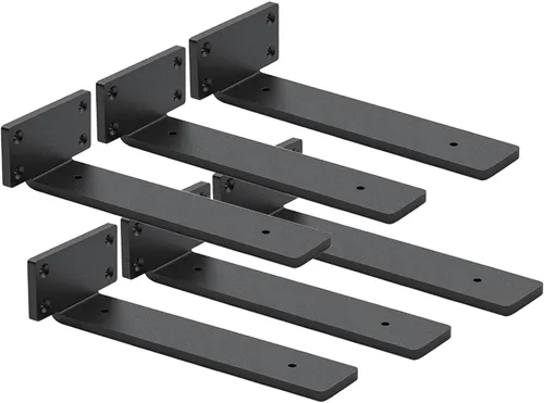 Miniatura 10 de Paquete de 4 soportes de estante flotantes de 8 pulgadas, soporte de estante oculto de 1/5 pulgadas de grosor, soportes de metal de hierro