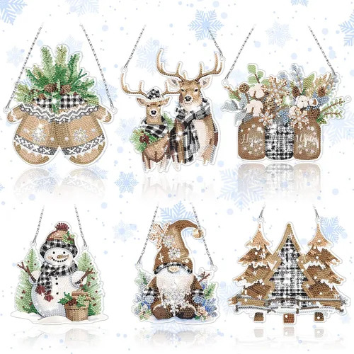 Miniatura 12 de Chitidr 6 Piezas Mariposas Colibríes Libélula Pintura de Diamantes Kits de Letreros Colgantes de Verano Arte de Corona Diamante 5D DIY Adornos