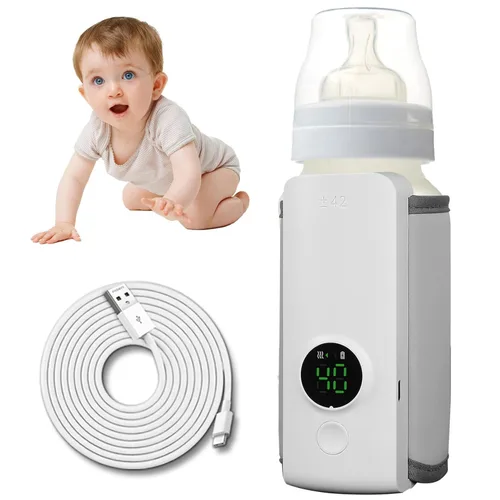 Calentador de biberones portátil para viajes – Moclever Calentador de leche para bebés recargable por USB, calentador de leche materna alimentado