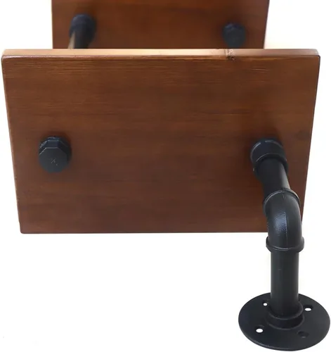 Miniatura 8 de YIYIBYUS Estante flotante de madera y tubo de hierro rústico industrial de 6 niveles, estante de escalera multiusos para artículos decorativos, sala