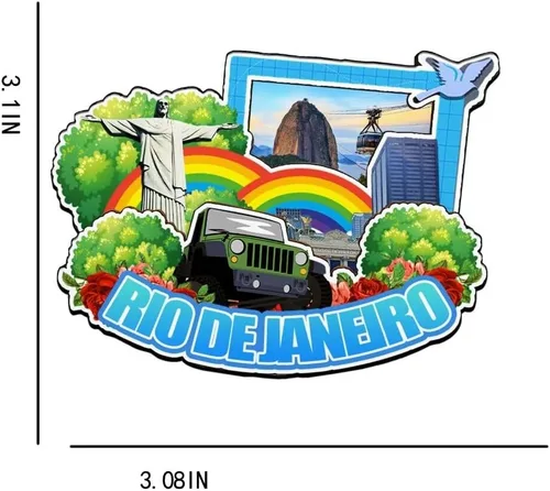Miniatura 3 de Imán de Río de Janeiro Brasil para nevera de madera 3D, monumentos de viaje, coleccionables, recuerdos, decoración hecha a mano -4225