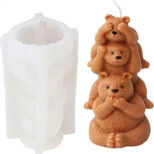 Molde de silicona de panda apilable 3D para fondant, chocolate, decoración de pasteles, vela, jabón, arcilla polimérica, adorno de yeso, arte de