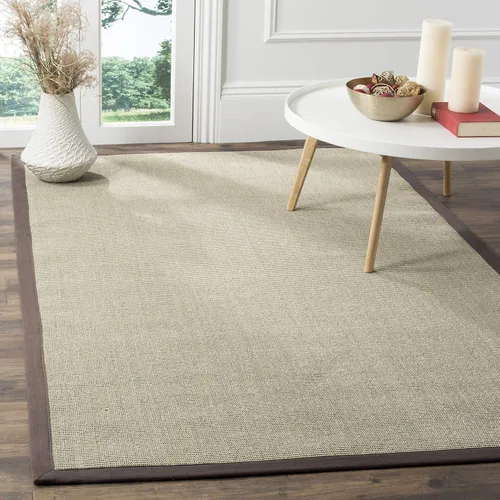 Miniatura 13 de Alfombra de sisal Safavieh, de color maíz y negro, tejida a mano, de la colección de fibras naturales; 5 x 8 pulgadas, NF441A, Tela, Gris / Gris