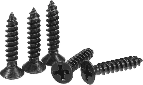 Miniatura 17 de uxcell M3.5 x 12mm Tornillos para madera con cabeza plana Phillips de acero al carbono autorroscantes negros 200 piezas