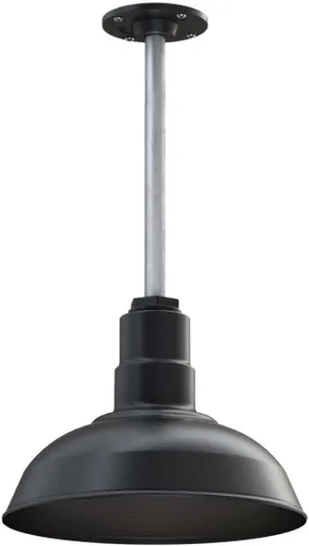 Miniatura 133 de Steel Lighting Co. El Segundo - Lámpara de granero Colgante montado en el techo Domo de 12 pulgadas Vástago de 12 pulgadas Luz de acero