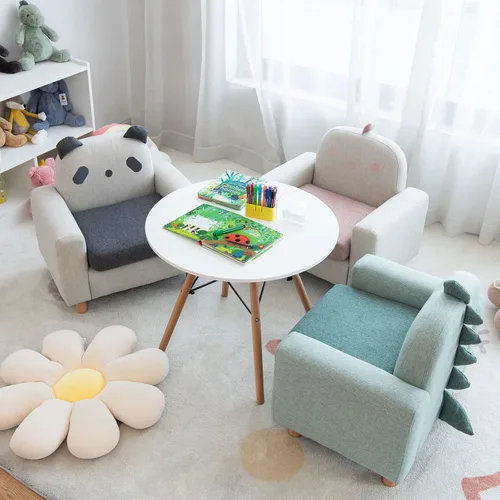 Miniatura 2 de Costzon Sofá para niños, sofá de dibujos animados para niños con marco de madera maciza, cojín grueso, sillón infantil para sala de juegos, jardín