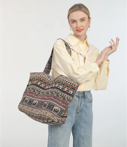 Miniatura 4 de OPQRSTU Bolso de mano hippie para mujer, bolso bohemio de gran capacidad, bolsos de hombro para turistas portátiles
