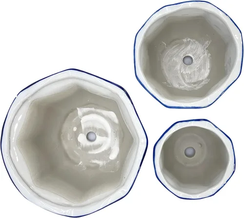 Miniatura 8 de Galt International Macetas decorativas de cerámica de porcelana floral azul y blanca 8"/6"/4.5" pulgadas, macetas de jardín con diseño chino Azul
