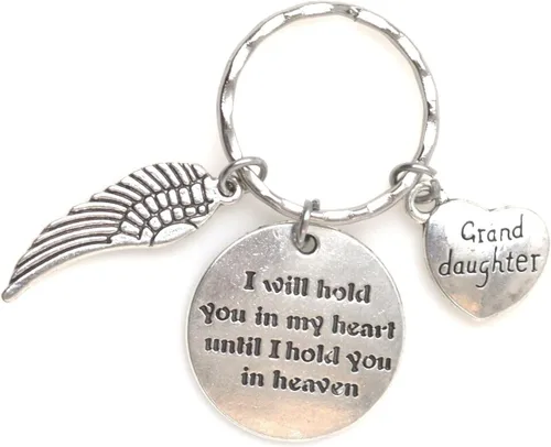 Miniatura 4 de Llavero con texto en inglés "I Will Hold You in My Heart Until I Hold You in Heaven Angel Wing Family Charm Veterans Luurn Grief Sympathy