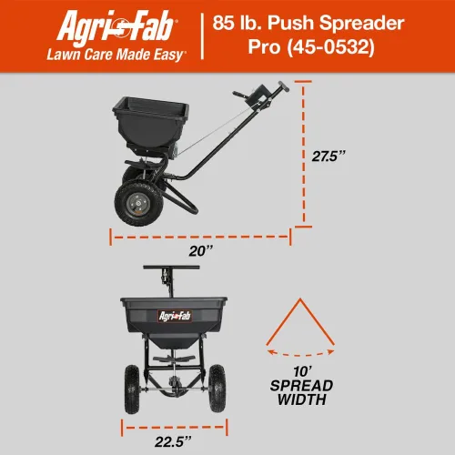 Miniatura 7 de Agri-Fab 45-0532-AMZ, esparcidor de césped profesional de capacidad de 85 libras, cobertura aproximada de ¼ de acre (14,000 pies cuadrados), ancho
